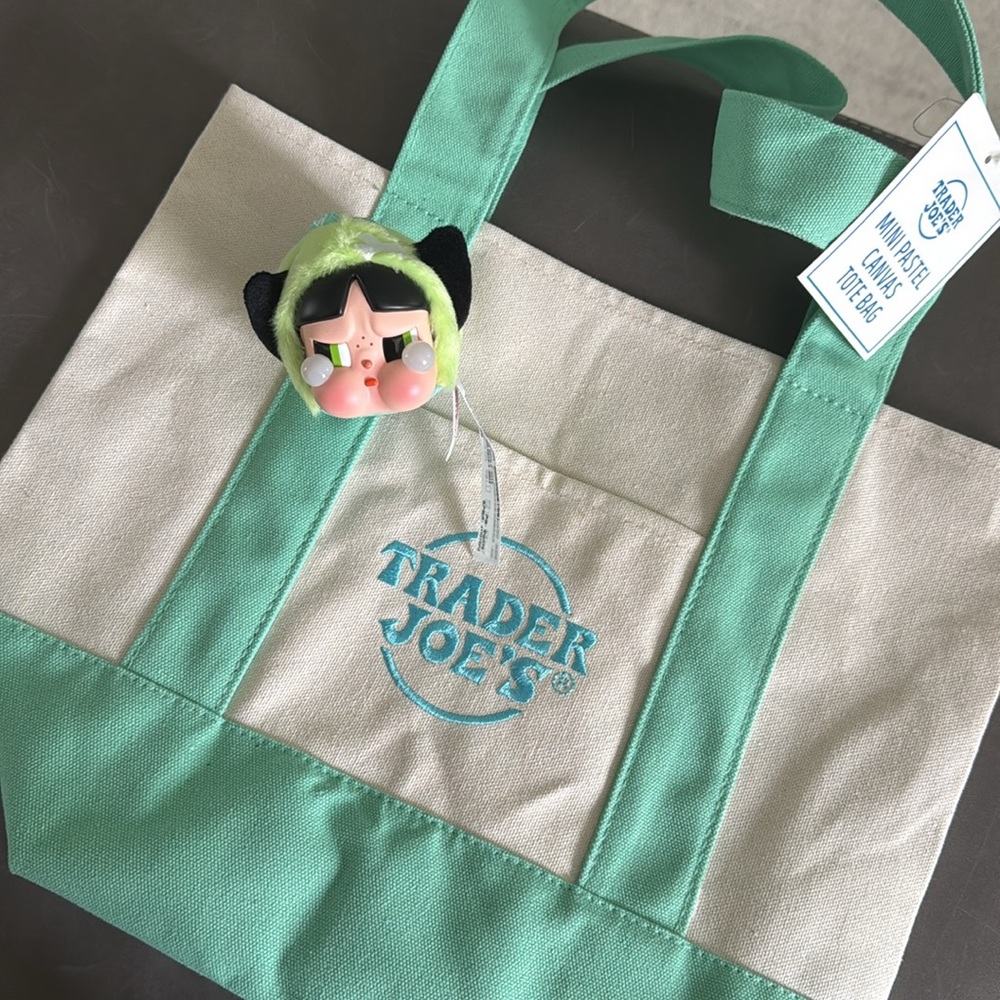 PopMart Labubu Cup + CryBaby + Trader Joe's Mini Pastel Canvas Tote Set - Picture 5 of 11